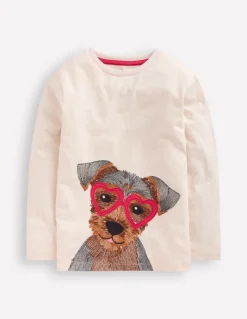Fun Superstitch Grid T-Shirt-Oatmeal Marl Janet-Boden Hot