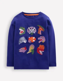 Fun Superstitch Grid T-Shirt-Sapphire Blue Dino-Boden Discount