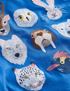 Fun Superstitch Grid T-Shirt-Greek Blue Arctic Animals-Boden Online