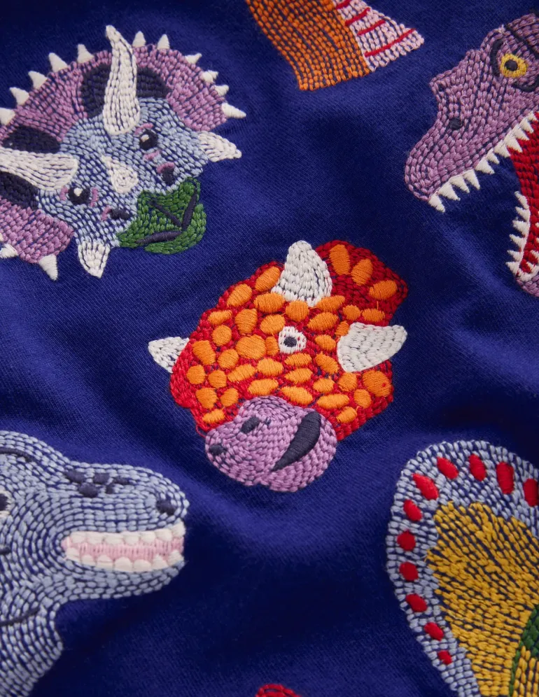 Fun Superstitch Grid T-Shirt-Sapphire Blue Dino-Boden Discount