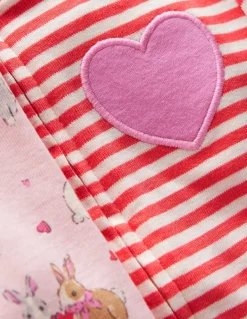 Girls Twin Pack Rompers-Chalk Pink Love Bunnies-Boden Shop