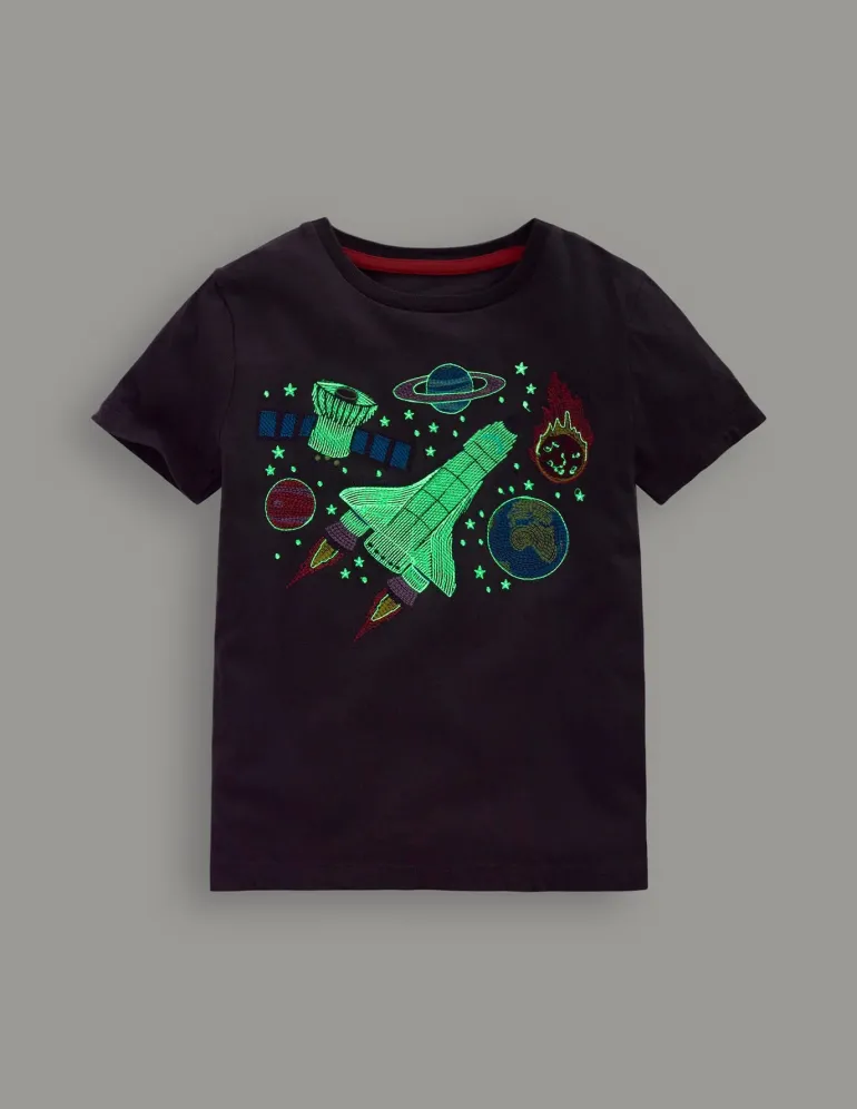 Glow Superstitch T-shirt-Robot Blue Space-Boden Flash Sale