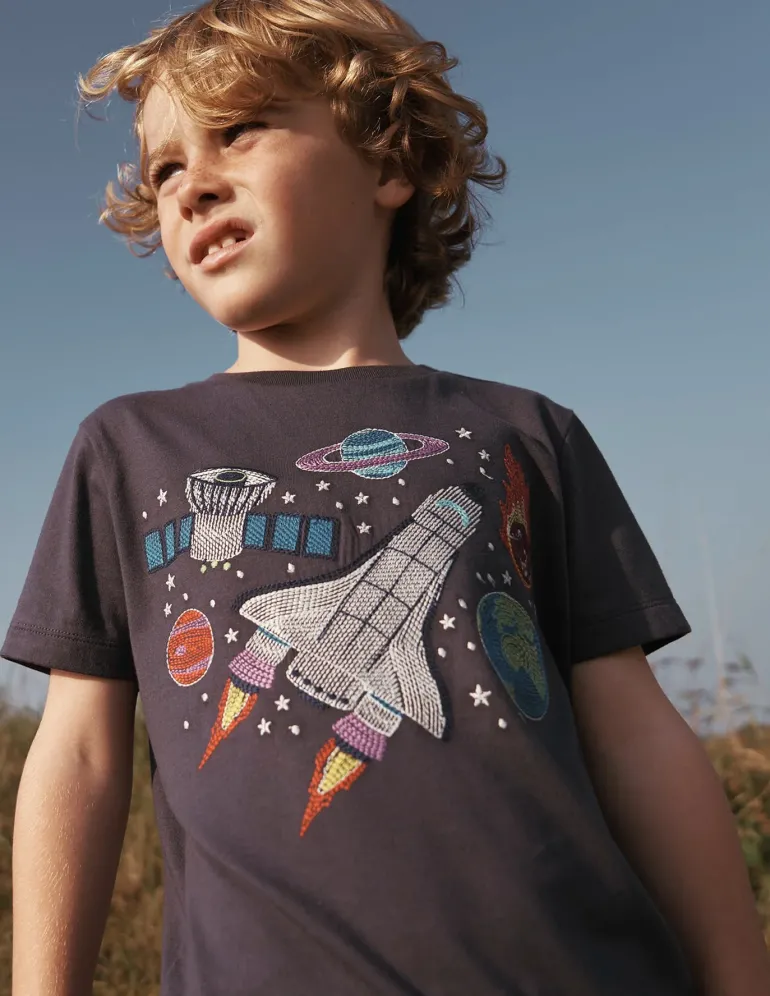 Glow Superstitch T-shirt-Robot Blue Space-Boden Flash Sale