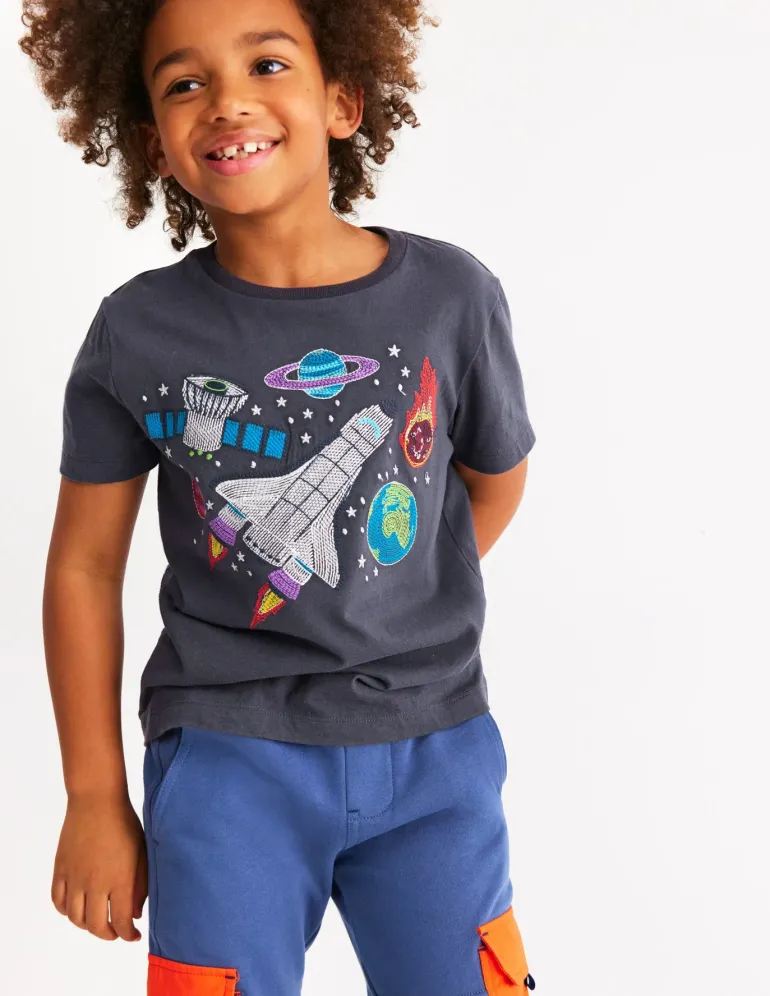 Glow Superstitch T-shirt-Robot Blue Space-Boden Flash Sale