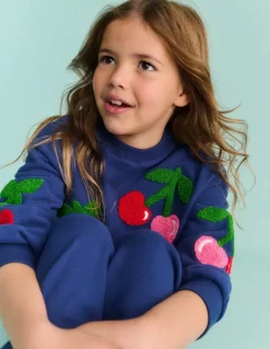 Graphic Boucle Sweatshirt-Starboard Blue Cherries-Boden Store