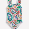 Hallie Frill Strap Swimsuit-Ivory Paisley-Boden Discount