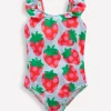 Hallie Frill Strap Swimsuit-Misty Blue Strawberry-Boden Flash Sale