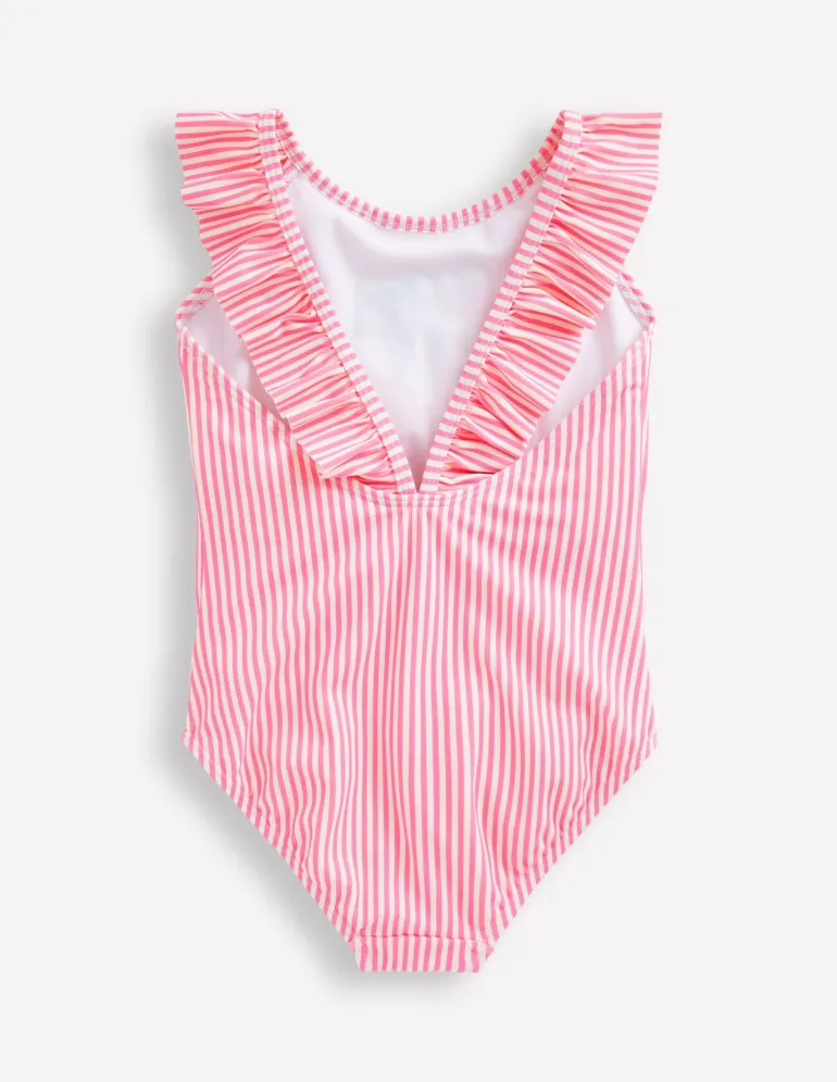 Hallie Frill Strap Swimsuit-Cosmos Pink Cherry-Boden Cheap