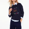 Hannah Embroidered Sweatshirt-Navy, Conversational-Boden Clearance