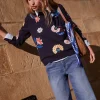Hannah Embroidered Sweatshirt-Navy, Conversational-Boden Online