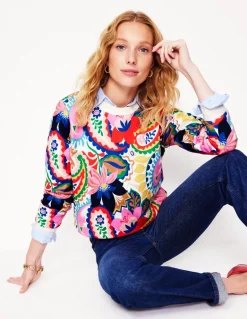 Hannah Printed Sweatshirt-Multi, Botanical Paisley-Boden New