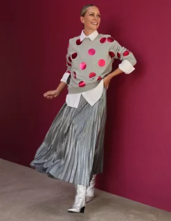 Hannah Printed Sweatshirt-Grey Marl, Pink Spot-Boden Store