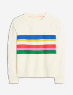 Hannah Printed Sweatshirt-Ivory, Multi Stripe-Boden Shop