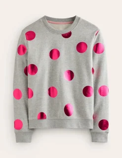 Hannah Printed Sweatshirt-Grey Marl, Pink Spot-Boden Store