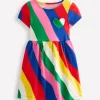 Heart Pocket Fun Jersey Dress-Rainbow Wave-Boden Outlet
