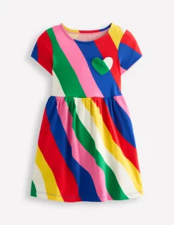 Heart Pocket Fun Jersey Dress-Rainbow Wave-Boden Outlet