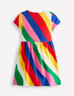 Heart Pocket Fun Jersey Dress-Rainbow Wave-Boden Outlet