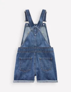 Heart Pocket Short Dungarees-Vintage Embroidered Daisy-Boden Clearance