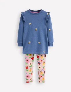 Heart Pocket Tunic Set-Blue Marl Bees-Boden Cheap