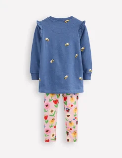 Heart Pocket Tunic Set-Blue Marl Bees-Boden Cheap