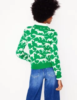 Heather Jacquard Sweater-Sapling Green, Dogs-Boden New
