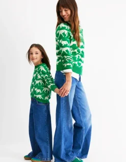 Heather Jacquard Sweater-Sapling Green, Dogs-Boden New