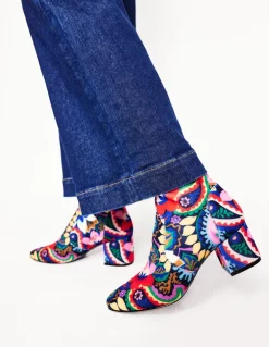 Heeled Stretch Knee Boots-Multi, Botanical Paisley-Boden Shop
