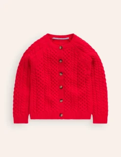 Heritage Cable Cardigan-Poppy Red-Boden Fashion