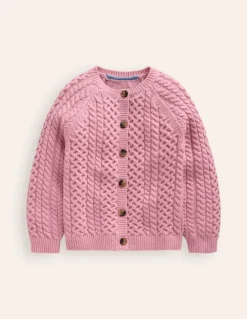 Heritage Cable Cardigan-Vintage Pink-Boden Hot