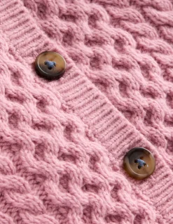 Heritage Cable Cardigan-Vintage Pink-Boden Hot