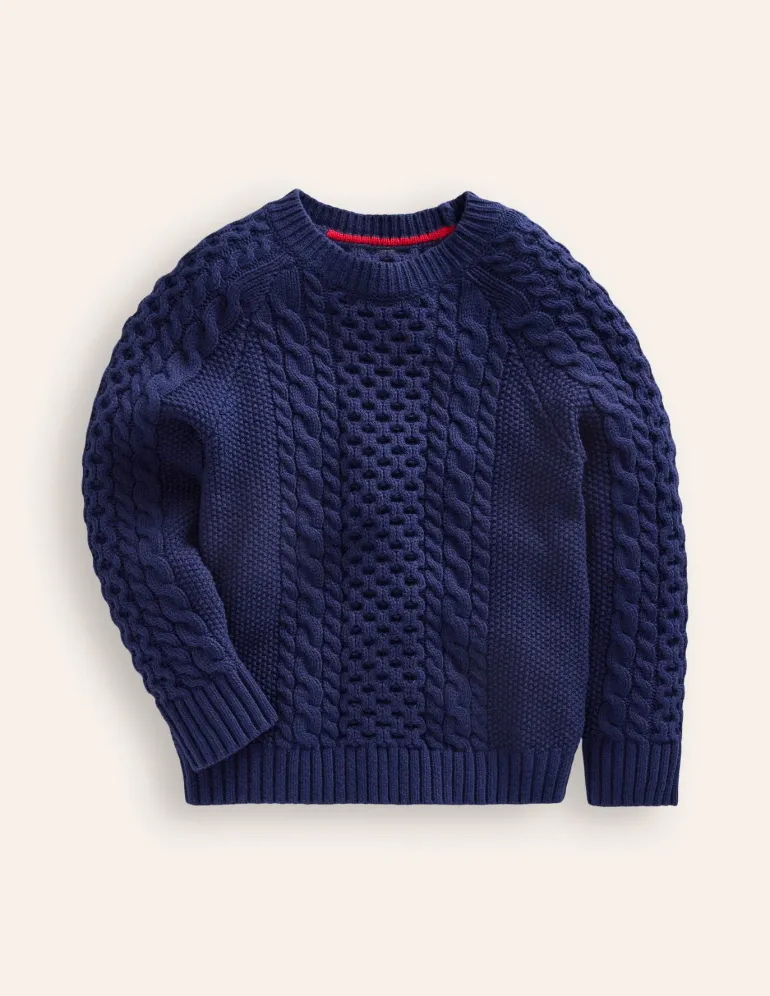 Heritage Cable Sweater-College Navy-Boden Flash Sale