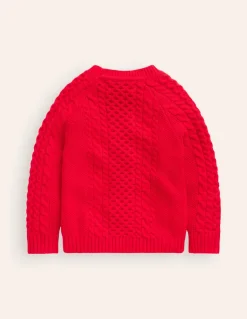 Heritage Cable Sweater-Poppy Red-Boden Outlet