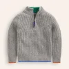 Heritage Half-Zip Sweater-Grey Marl-Boden New
