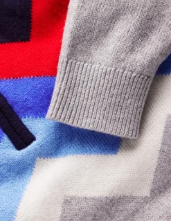 Heritage Half-Zip Sweater-Grey Marl Chevron-Boden Shop