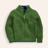 Heritage Half-Zip Sweater-Iguana Green-Boden Clearance