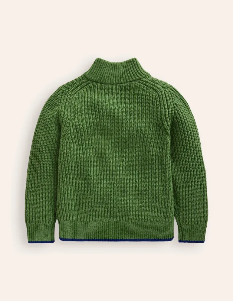 Heritage Half-Zip Sweater-Iguana Green-Boden Clearance