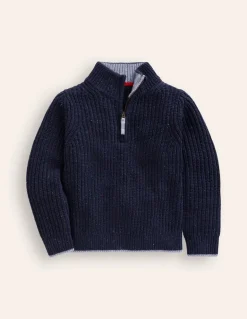 Heritage Half-Zip Sweater-Navy Neps-Boden Clearance