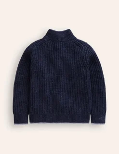 Heritage Half-Zip Sweater-Navy Neps-Boden Clearance