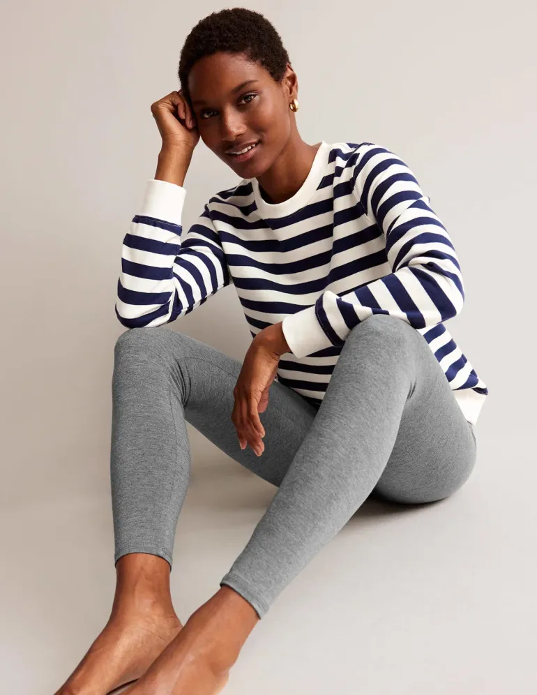 High Rise Jersey Leggings-Charcoal Marl-Boden Outlet