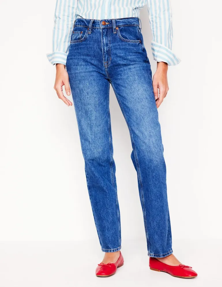 High Rise Straight Leg Jeans-Mid Vintage-Boden Cheap