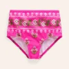 High Waisted Bikini Bottoms-Pink Small Woodblock-Boden Clearance