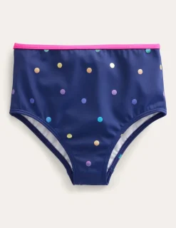 High Waisted Bikini Bottoms-Navy Rainbow Foil Confetti-Boden Flash Sale