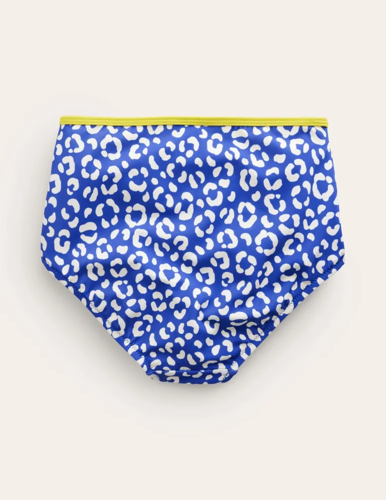 High Waisted Bikini Bottoms-Blue Leopard-Boden Online