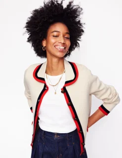 Holly Collared Knitted Jacket-Warm Ivory-Boden Cheap
