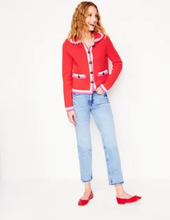 Holly Collared Knitted Jacket-Strawberry Tart Red-Boden Cheap