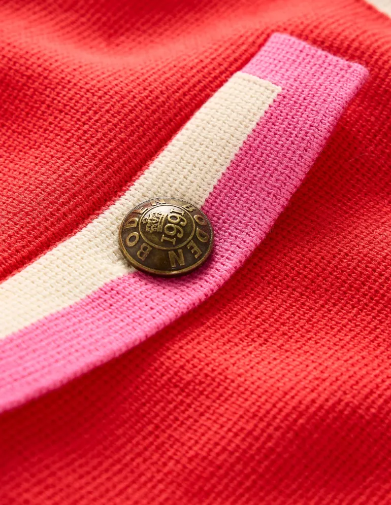 Holly Collared Knitted Jacket-Strawberry Tart Red-Boden Cheap