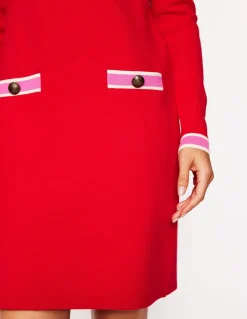 Holly Knitted Shift Dress-Poppy Red-Boden Shop