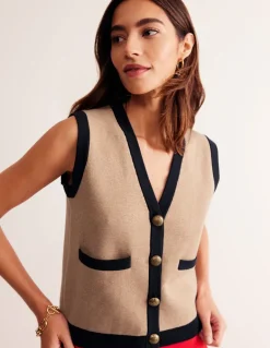 Holly Knitted Waistcoat-Camel Melange-Boden Flash Sale