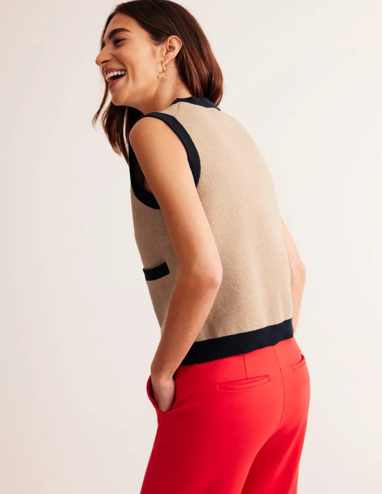 Holly Knitted Waistcoat-Camel Melange-Boden Flash Sale