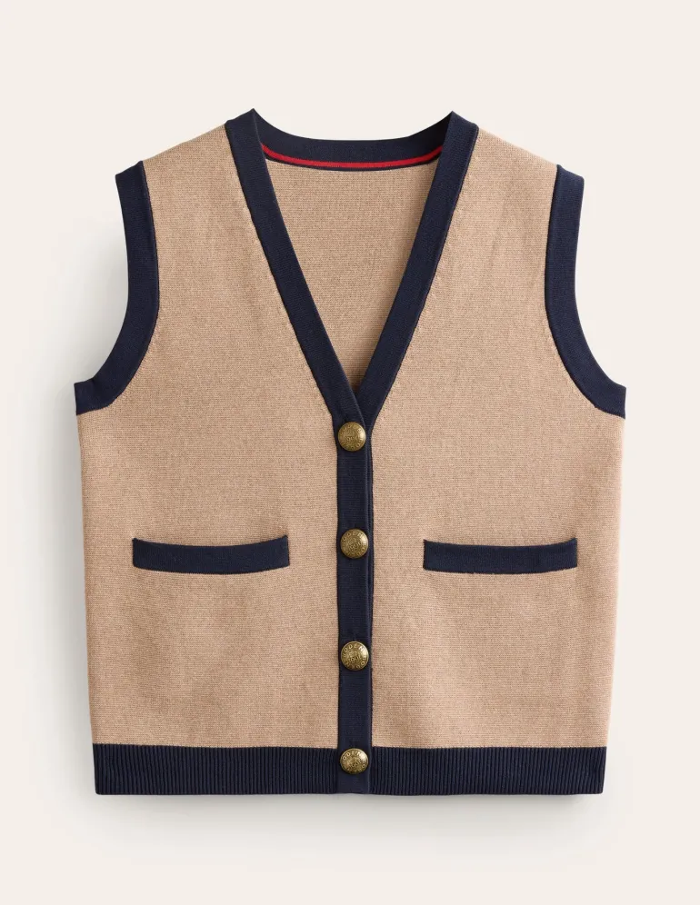 Holly Knitted Waistcoat-Camel Melange-Boden Flash Sale